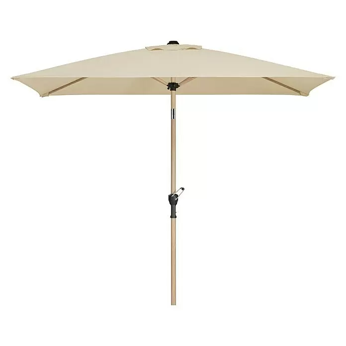 Schneider Classic Marktschirm Cordoba - Natur, Bespannungsmaß (L x B): 230 x 150 cm - Cremefarbener rechteckiger Sonnenschirm mit Holzstange, ideal für Terrassen oder Gärten.