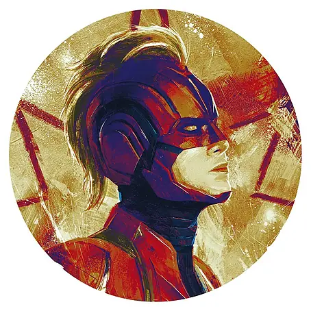 Komar Dots Fototapete rund Avengers Paint Captain Marvel Helmet