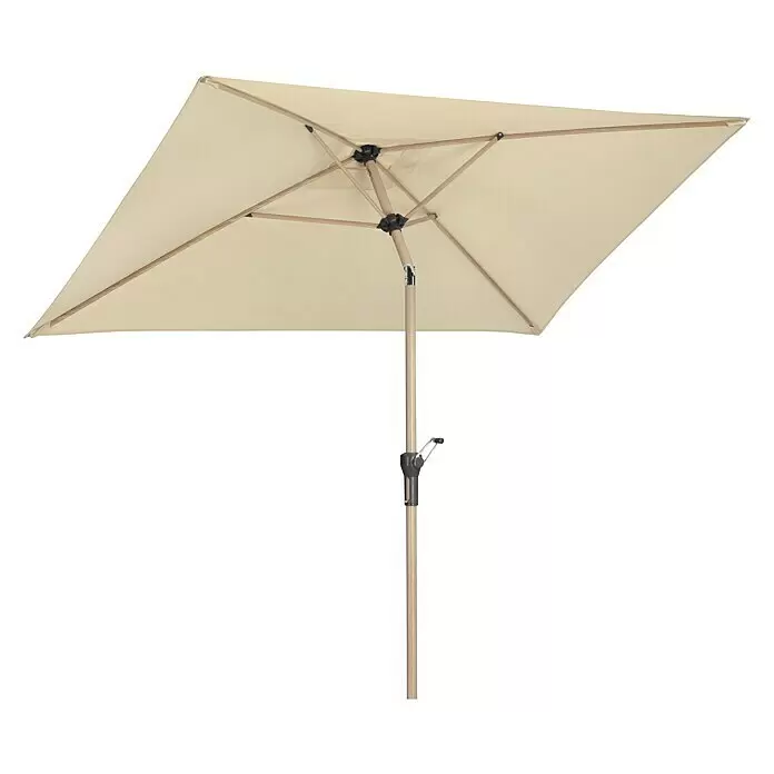 Schneider Classic Marktschirm Cordoba - Natur, Bespannungsmaß (L x B): 230 x 150 cm - Rechteckiger Sonnenschirm mit cremefarbenem Bezug, hellem Holz-Gestell und dunklem Bedienmechanismus.