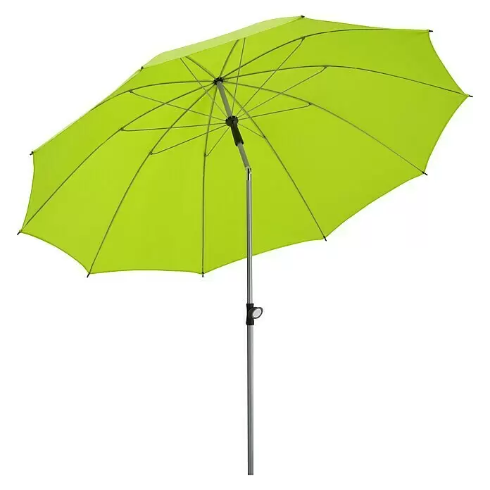 Schneider Classic Marktschirm rund Locarno - Apfelgrün, Durchmesser Bespannung: 220 cm - Leuchtend lindgrüner Sonnenschirm mit silbernem Metallgestell und Stange.