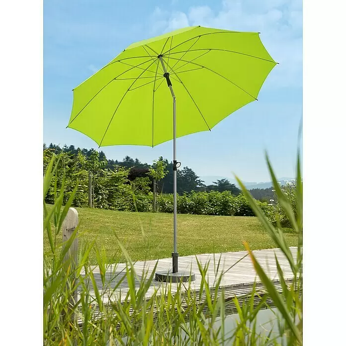 Schneider Classic Marktschirm rund Locarno - Apfelgrün, Durchmesser Bespannung: 220 cm - Limettengrüner Gartenschirm spendet Schatten im Freien.