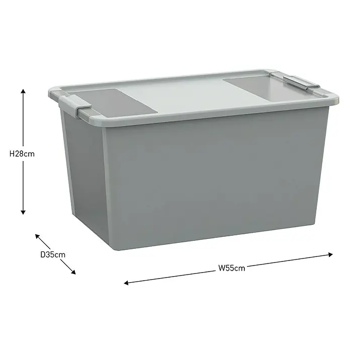 KIS Aufbewahrungsbox Bi-Box - L x B x H: 55 x 35 x 28 cm, Grau, Mit Deckel - Graue Aufbewahrungsbox mit Deckel, ideal zur Aufbewahrung verschiedener Gegenstände, mit den Maßen H28cm, T35cm und B55cm.