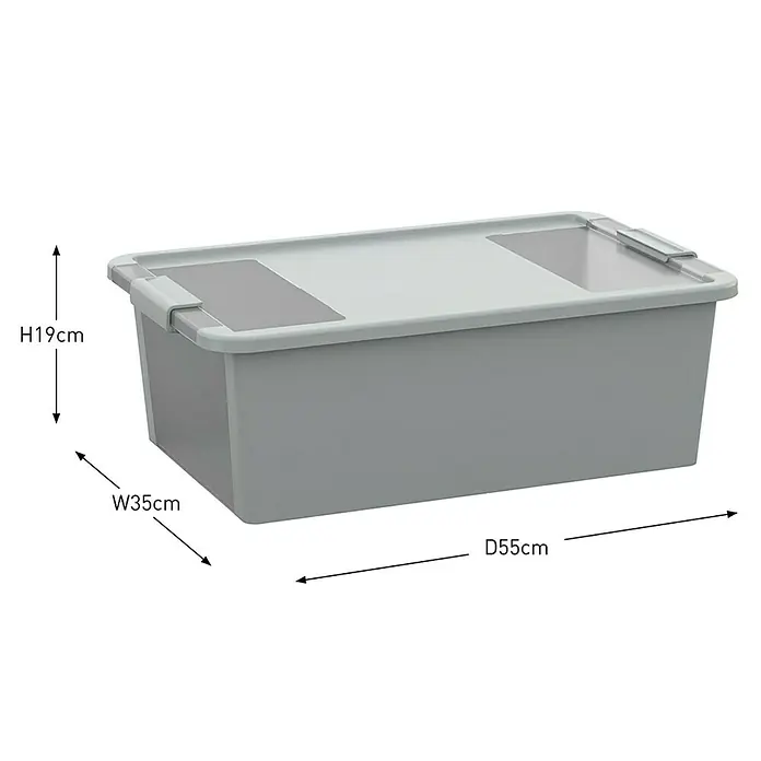 KIS Aufbewahrungsbox Bi-Box - L x B x H: 55 x 35 x 19 cm, Grau, Mit Deckel - Grauer Aufbewahrungsbehälter aus Kunststoff mit Deckel und den Maßen H19cm, B35cm und T55cm.