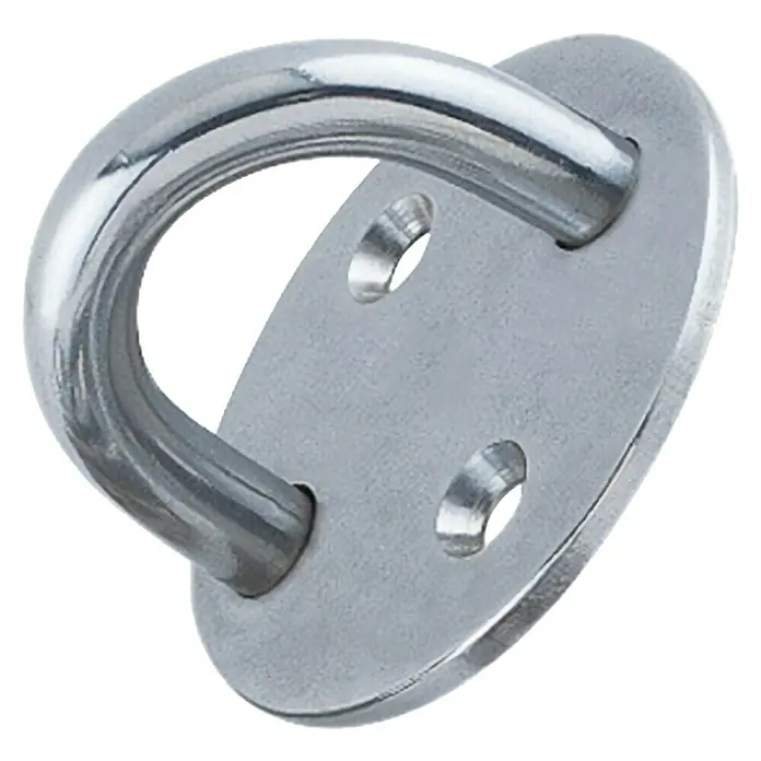 Marinetech Decksplatte - 40 mm, Edelstahl, A4 - Dieser Artikel zeigt einen robusten, silberfarbenen Wandhaken aus Metall mit Befestigungslöchern für sicheren Halt. Ideal für vielseitige Anwendungen.