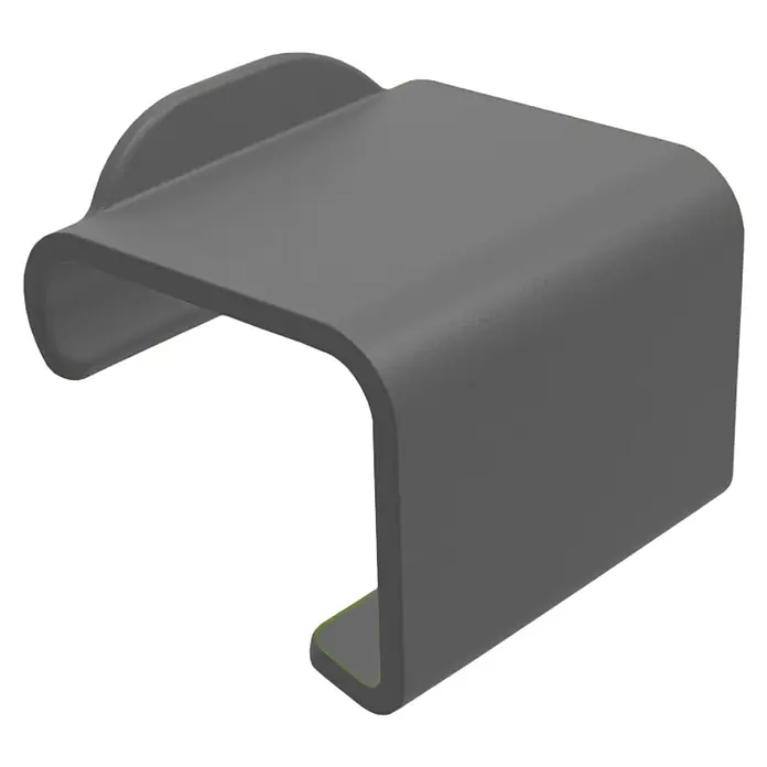 Rotho Clips - Passend für: Rotho Clear Boxen 11, 44 & 65 l, 2 Stk. - Nahaufnahme einer grauen Kabelabdeckung, die ein sauberes Kabelmanagement ermöglicht und vor Beschädigungen schützt.\n