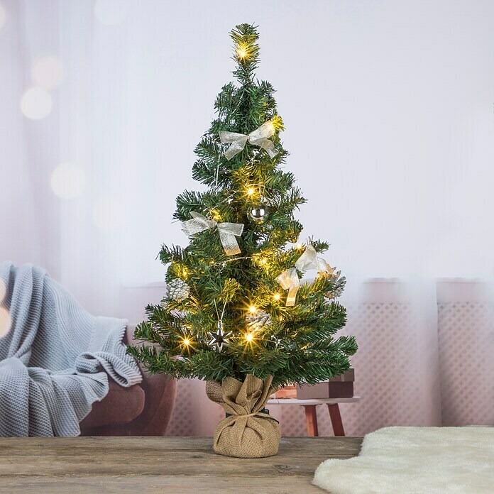 Künstlicher Weihnachtsbaum (Höhe: 75 cm, Grün/Silber, LED-Beleuchtung) | BAUHAUS