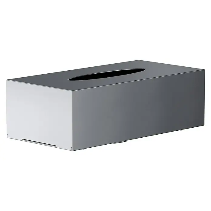 Camargue Paris Kosmetiktuchbox - 12 x 24 x 7 cm, Edelstahl, Gebürstet - Silberfarbener Kosmetiktuchspender aus Metall mit ovaler Öffnung auf der Oberseite.