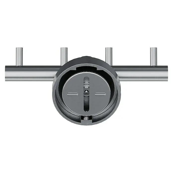 Camargue Paris Hakenleiste - Edelstahl, Gebürstet - Nahaufnahme einer Chrom-Absperrarmatur mit präzisen Details, ideal für moderne Sanitäranlagen und Installationen.