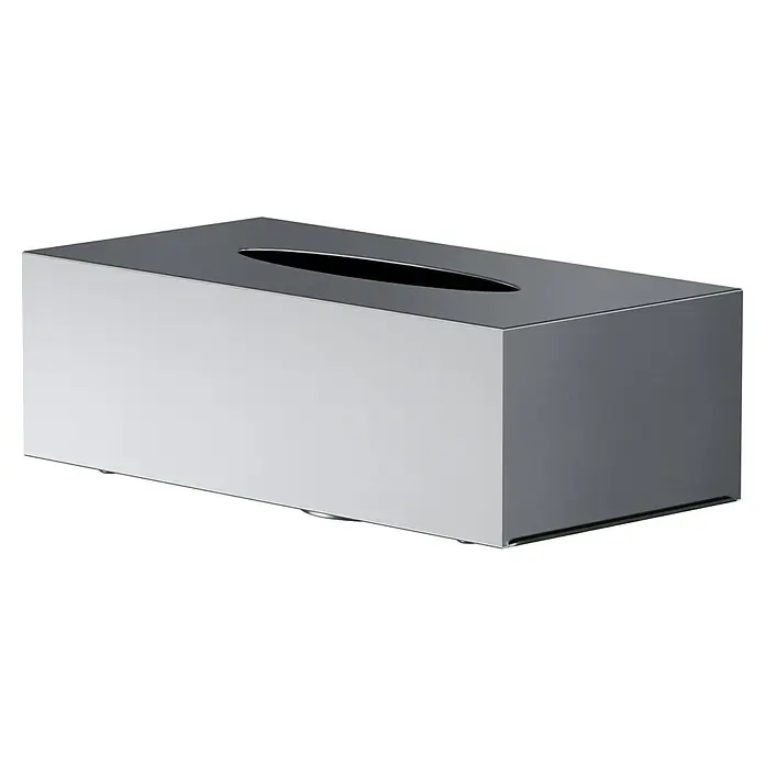 Camargue Paris Kosmetiktuchbox - 12 x 24 x 7 cm, Edelstahl, Gebürstet - Ein eleganter, rechteckiger Kosmetiktuchspender aus glänzendem Chrom, ideal für Bad oder Büro.