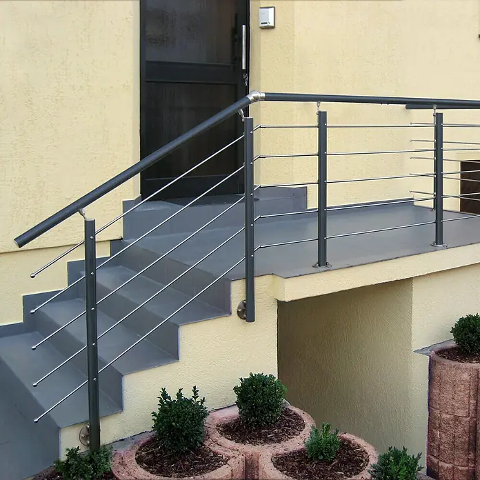 Treba Frewa Geländer-Set AG5 - Seitenmontage, Aluminium, Anthrazit, Edelstahl, Länge: 150 cm - Außentreppe mit modernem Edelstahlgeländer.