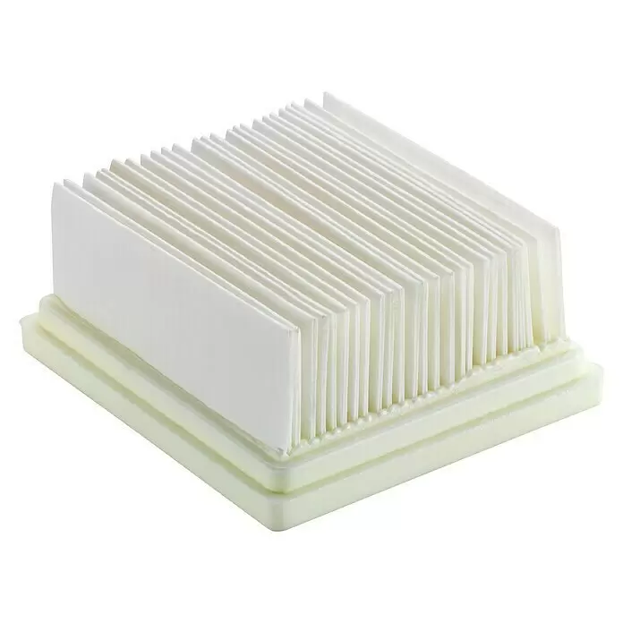 Metabo HEPA-Filter - Passend für: Metabo CAS 18V Akku-Nass-Trockensauger AS 18 HEPA PC Compact - Weißer rechteckiger Filter mit plissiertem Papiermedium und hellem Boden, geeignet für Luft- oder Flüssigkeitsfiltration.