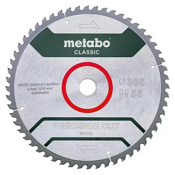 Metabo Kreissägeblatt Precision Cut Wood Classic - 305 mm, Bohrung: 30 mm, Anzahl Zähne: 56 Stk. - Vorderansicht