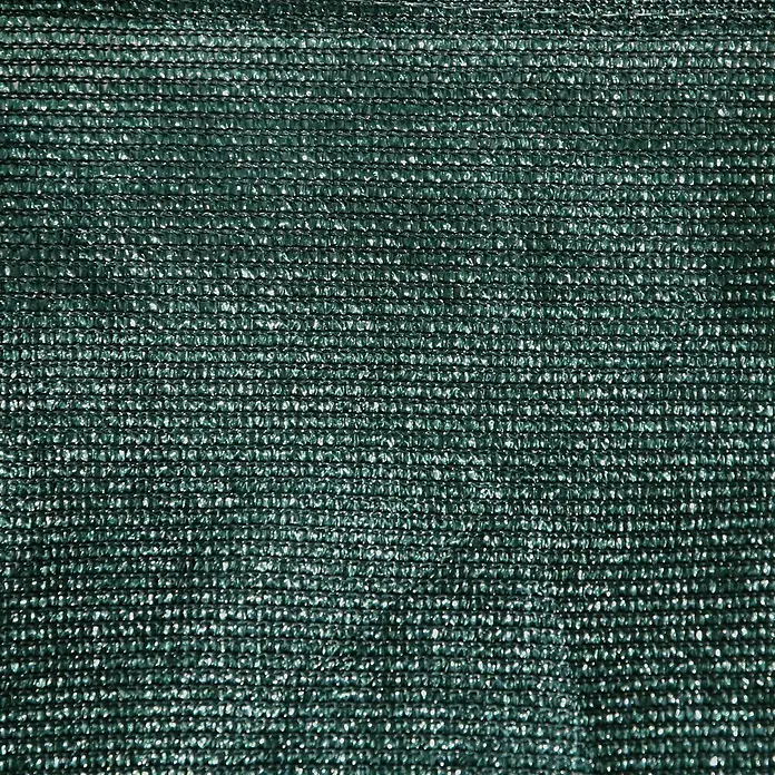 Gardol Balkonsichtschutz - Höhe: 0,9 m, Länge: 5 m, Dunkelgrün - Nahaufnahme von dunkelgrünem Schattiernetzgewebe, das seine Textur und Webart hervorhebt. Perfekt für Gartenbau und Beschattung.