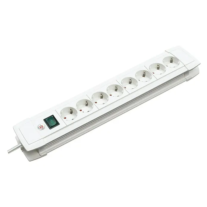 Brennenstuhl Steckdosenleiste Premium Line Plus - 8-fach, Weiß, Kabellänge: 3 m, Mit Schalter - Weiße Steckdosenleiste mit Schalter und sieben Steckplätzen für den flexiblen Einsatz elektronischer Geräte im Haushalt oder Büro.