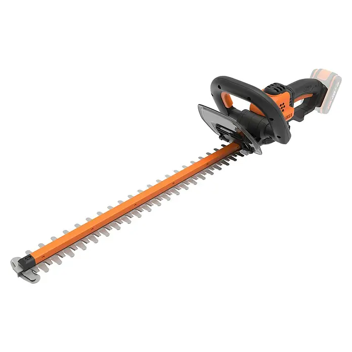Worx PowerShare 20V Akku-Heckenschere WG264E.9 - 20 V, Ohne Akku - Akkubetriebene Heckenschere mit orangefarbener Klinge und schwarzem Griff für präzise Gartengestaltung und müheloses Trimmen von Hecken.