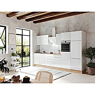 BAUHAUS Küchenzeile Sandra (Breite: 340 cm, Weiß, Farbe Korpus: Weiß, Mit Elektrogeräten)