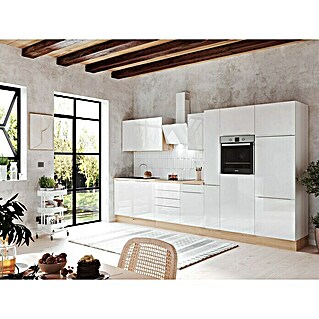 BAUHAUS Küchenzeile Sandra (Breite: 370 cm, Weiß, Farbe Korpus: Weiß, Mit Elektrogeräten)