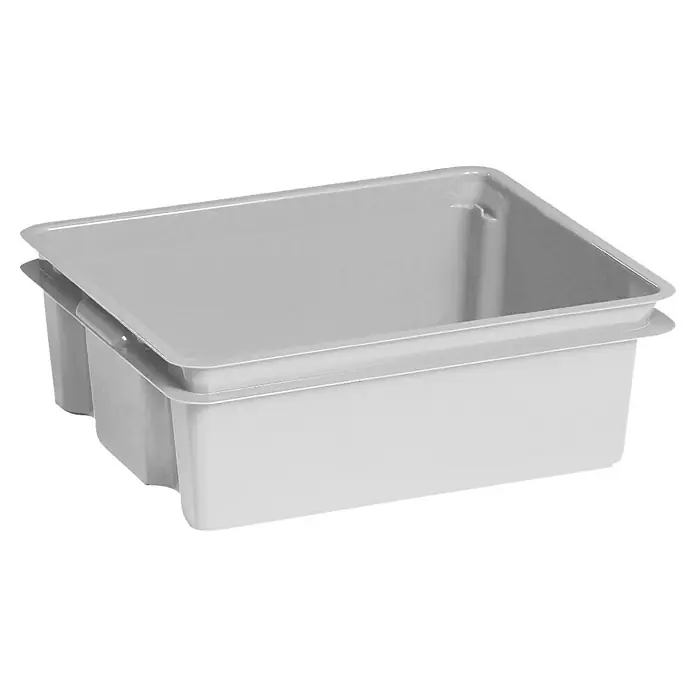 Keter Aufbewahrungsbox Crownest - L x B x H: 43 x 36 x 14,5 cm, Kunststoff, Grau - Ein rechteckiger, grauer Kunststoffbehälter, ideal für Lagerung oder Transport. Er ist robust und stapelbar für effiziente Raumnutzung.