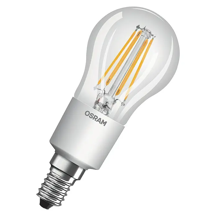 Osram LED-Lampe Tropfenform E14 klar - E14, Dimmbar, Warmweiß, 470 lm, 4,5 W - Diese LED-Filamentlampe von Osram sorgt für warmes Licht. Die E14-Fassung ermöglicht einen einfachen Austausch in vielen Lampen.