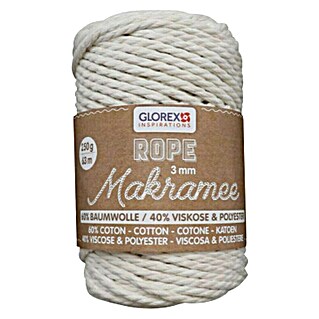Glorex Wolle Makramee-Rope (Creme, Durchmesser: 3 mm, 250 g, gedreht)