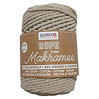 Glorex Wolle Makramee-Rope (Taupe, Durchmesser: 3 mm, 250 g, gedreht)