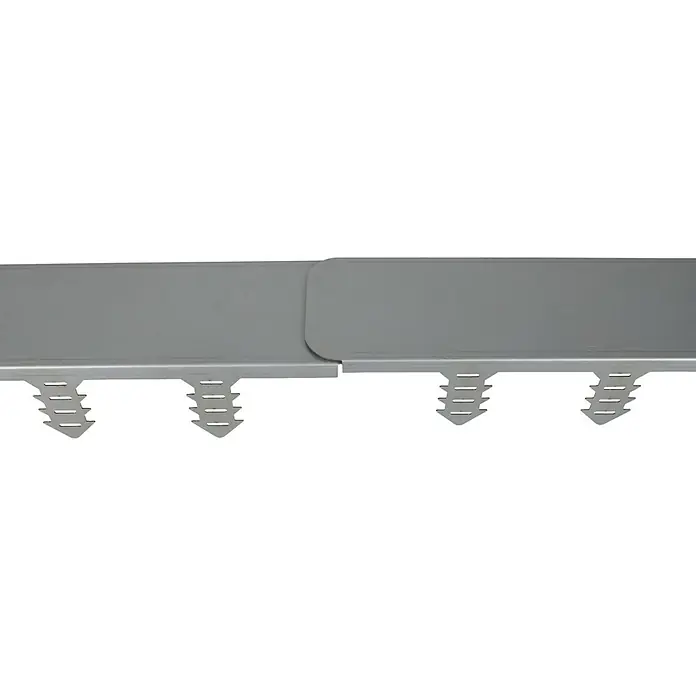 Windhager Mähkante Easymow - 80 x 11 x 7 cm, Silber, Verzinkt - Eine graue Rasenkante aus Kunststoff mit Verbindungselementen, ideal zur Abgrenzung von Gartenbereichen und Rasenflächen.