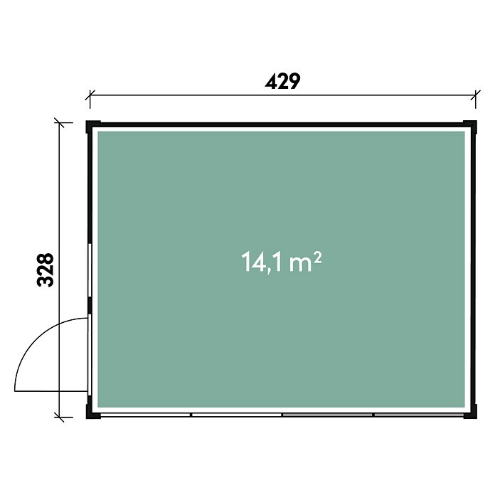 Wolff Finnhaus Gartenhaus Finn Cube 4x3 Typ 3 (Außenmaß inkl. Dachüberstand (B x T): 429 x 328 cm, Naturbelassen, Einzeltür) | BAUHAUS