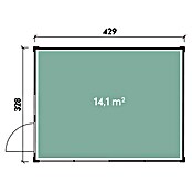 Wolff Finnhaus Gartenhaus Finn Cube 4x3 Typ 3 (Außenmaß inkl. Dachüberstand (B x T): 429 x 328 cm, Naturbelassen, Einzeltür) | BAUHAUS