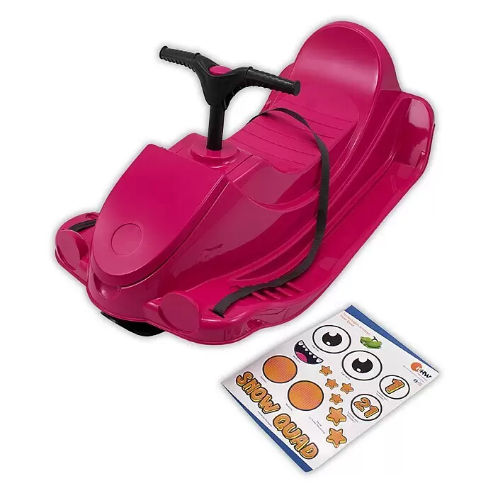 KHW Schlitten Snow Quad - L x B: 91 x 48 cm, Belastbarkeit: 30 kg, Kunststoff, Pink - Diagonale Ansicht