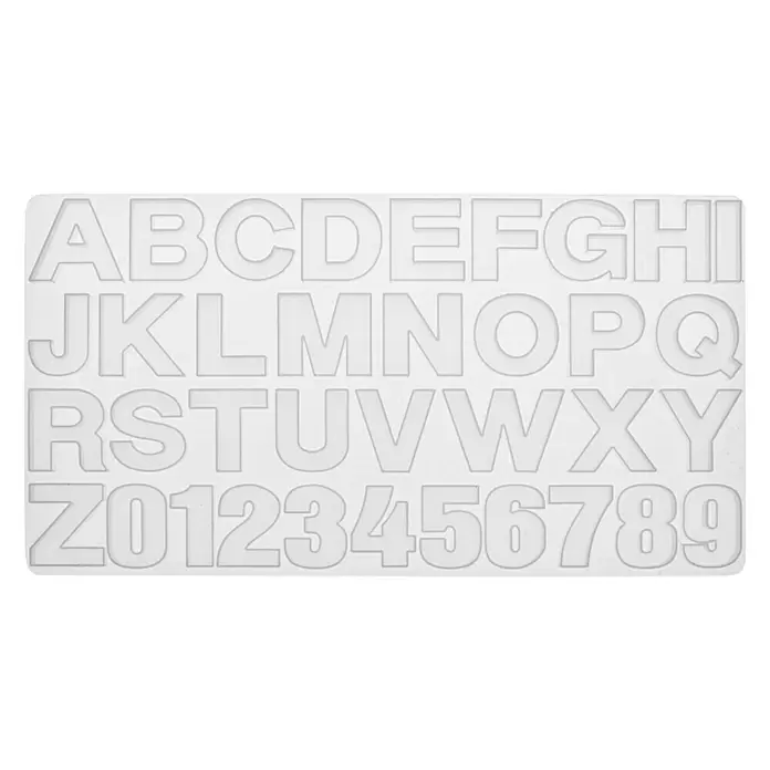 Glorex Gießform Buchstaben + Zahlen - Rechteckig, 36 Stk. - Weiße Silikonform mit Großbuchstaben A-Z und Zahlen 0-9 für Basteln oder Backen.