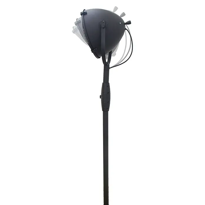 Halogen-Heizstrahler - Schwarz, Höhe: 200 cm - Eine schwarze Stehlampe mit einem verstellbaren, kegelförmigen Lampenschirm. Vielseitige Beleuchtungslösung für jeden Raum.