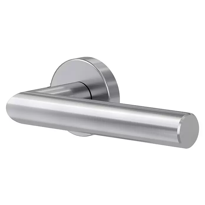 Diamond Doors Zimmertürgarnitur Moderna - Stärke Tür: 38 mm - 45 mm, Edelstahl, L-Form, DIN Anschlag: Links/Rechts, Edelstahl matt - Diagonale Ansicht
