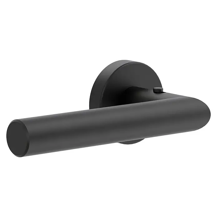 Diamond Doors Zimmertürgarnitur Moderna Smart2lock - Stärke Tür: 38 mm - 45 mm, Edelstahl, L-Form, Graphitschwarz, DIN Anschlag: Links, Passend für: Türen ohne Schlüssellochbohrung, Türen mit Schlüssellochbohrung benötigen zusätzlich eine Blindrosette - Schwarzer, moderner Handtuchhalter zur stilvollen Badezimmergestaltung. Das minimalistische Design fügt sich nahtlos in jedes Badambiente ein.