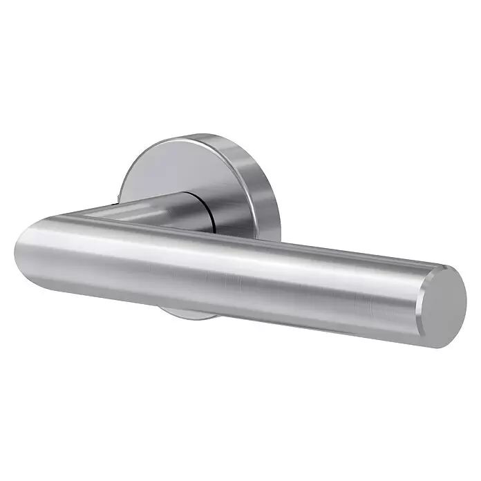 Diamond Doors Zimmertürgarnitur Moderna - Stärke Tür: 38 mm - 45 mm, Edelstahl, L-Form, DIN Anschlag: Links/Rechts, Edelstahl matt - Diagonale Ansicht