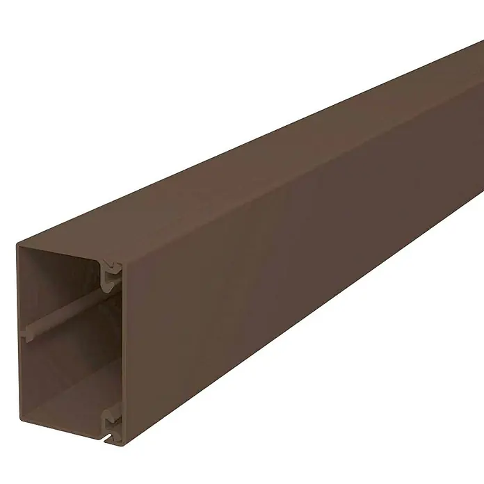 Kabelkanal - 2 m x 30 mm x 15 mm, Braun - Nahaufnahme eines braunen Zaunpfostens aus Aluminium, der Stabilität und Haltbarkeit für jedes Zaunprojekt bietet.