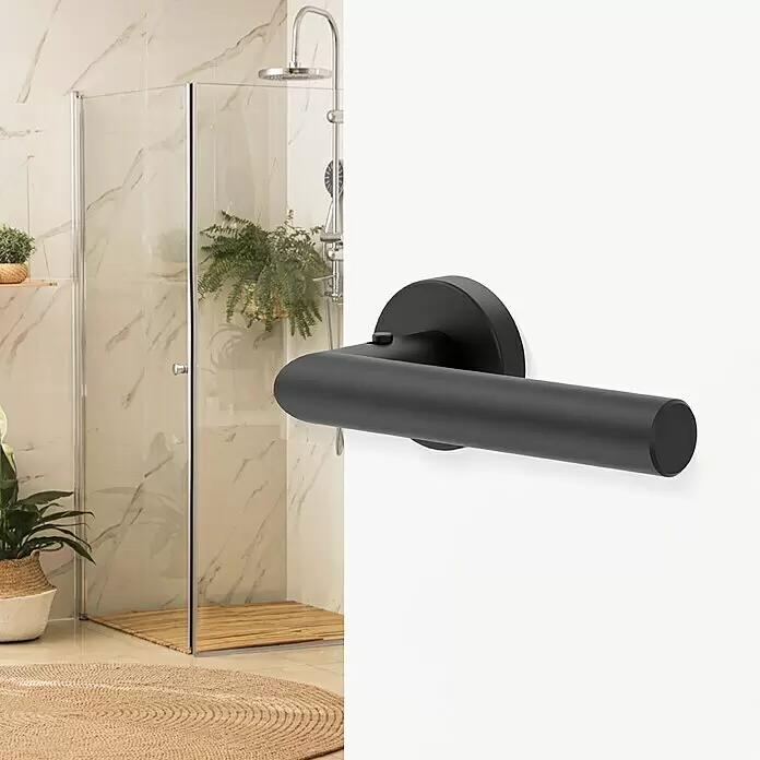 Diamond Doors Zimmertürgarnitur Moderna Smart2lock - Stärke Tür: 38 mm - 45 mm, Edelstahl, L-Form, Graphitschwarz, DIN Anschlag: Rechts, Passend für: Türen ohne Schlüssellochbohrung, Türen mit Schlüssellochbohrung benötigen zusätzlich eine Blindrosette - Stimmungsaufnahme