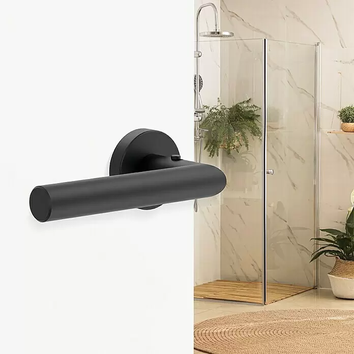 Diamond Doors Zimmertürgarnitur Moderna Smart2lock - Stärke Tür: 38 mm - 45 mm, Edelstahl, L-Form, Graphitschwarz, DIN Anschlag: Links, Passend für: Türen ohne Schlüssellochbohrung, Türen mit Schlüssellochbohrung benötigen zusätzlich eine Blindrosette - Stimmungsaufnahme