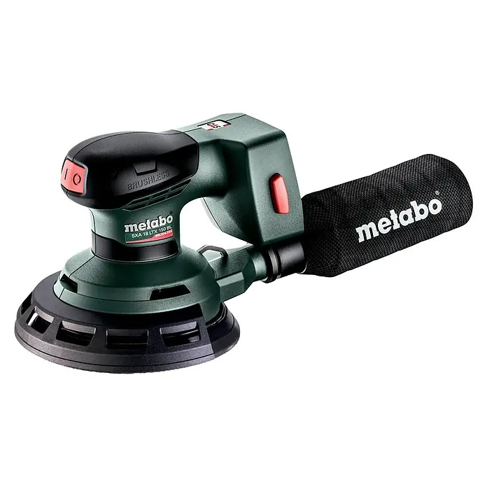 Metabo CAS 18V Akku-Exzenterschleifer SXA 18 LTX 150 BL - 18 V, Durchmesser Schleifteller: 150 mm - Nahaufnahme eines Metabo SXA 18 LTX 150 BL Akku-Exzenterschleifers, der Leistung und Präzision vereint für exzellente Schleifergebnisse.