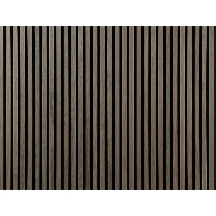 FibroTech Akustikpaneel Proff - Walnut, L x B x S: 3.000 x 605 x 22 mm - Akustikpaneele aus Holz mit vertikalen Lamellen. Die Paneele sind ideal zur Schallabsorption und zur Verbesserung der Raumakustik.