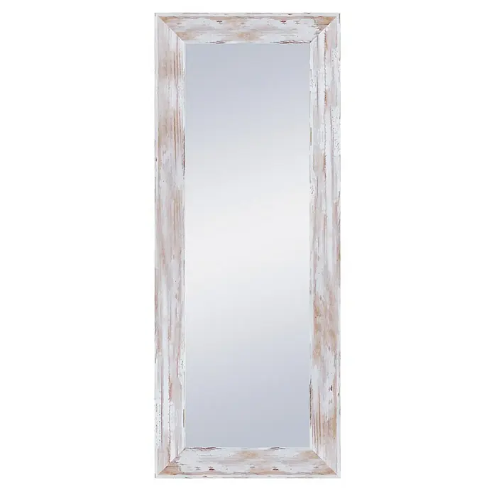 Espejo de pared DM Lisboa - 54 x 144 cm, Blanco decapado - Este espejo con marco de madera blanca antigua agrega un toque rústico y elegante a cualquier habitación. Un elemento decorativo con estilo.