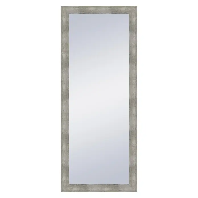 Espejo con marco XXL Génova - 76 x 186 cm, Plata, MDF - Espejo rectangular de cuerpo entero con marco texturizado gris para una apariencia elegante. Ideal para dormitorios y vestidores.