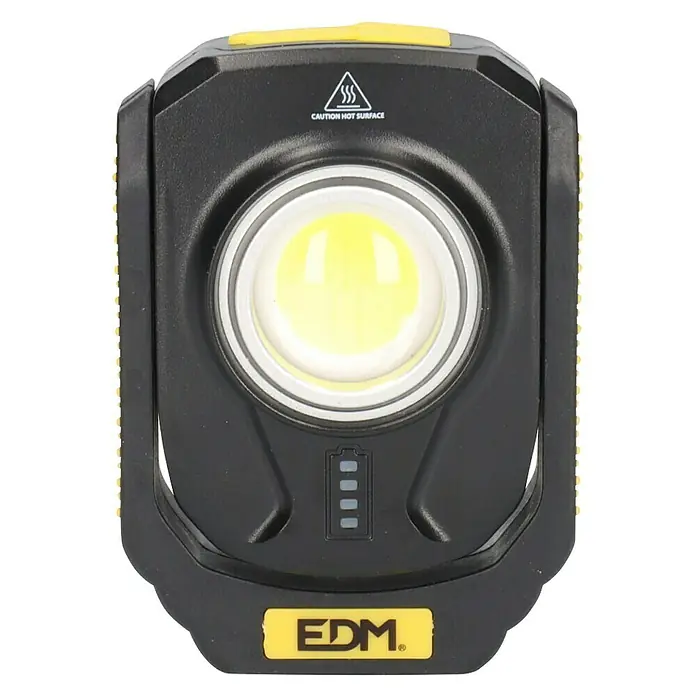 Linterna compacta recargable - 3,5 x 7 x 10 cm, 250 lm - 900 lm, IP44 - Luz de trabajo EDM con luz LED, indicador de batería y advertencia de superficie caliente. Ideal para taller y construcción.