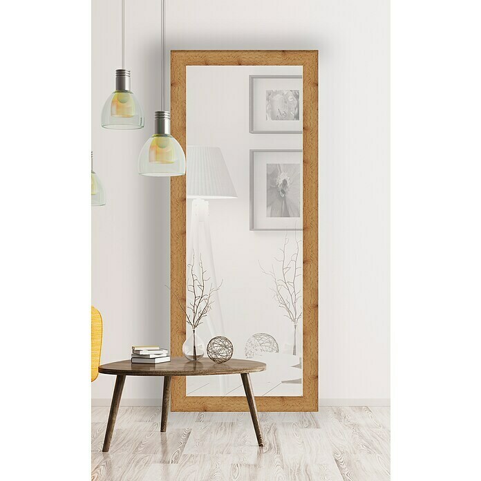 Espejo de pie con soporte y marco en madera maciza 1,90 x 0,60 mts