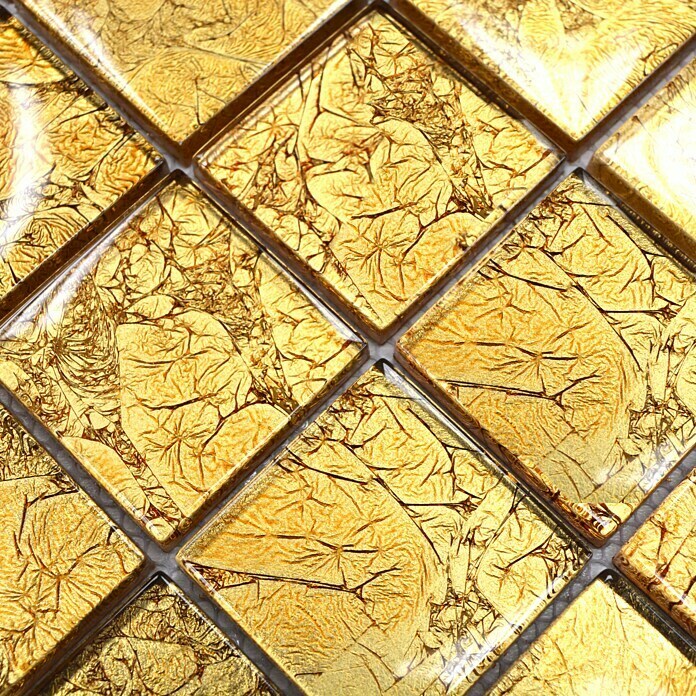 Mosaikfliese Quadrat Crystal Uni XCM 8GO25 (30 x 30 cm, Gold, Glänzend)