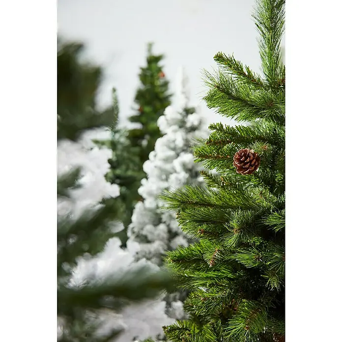 Árbol de Navidad artificial Imperial Pine - Altura: 210 cm, Blanco - Árbol de Navidad artificial con piñas. El árbol detallado aporta un ambiente festivo a cualquier habitación y es una excelente decoración de temporada.