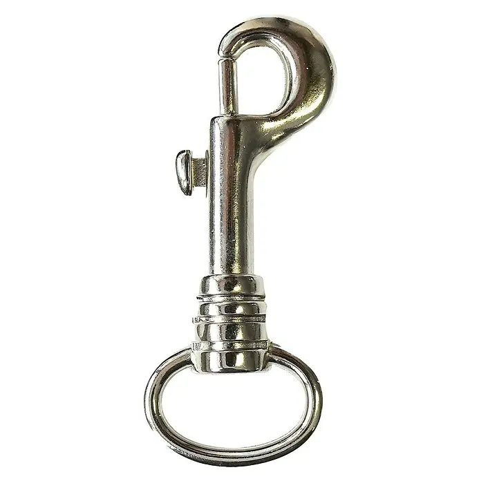 Reiher Schlüsselanhänger - Länge: 60 mm, Vernickelt - Silberner Karabinerhaken mit Drehgelenk. Dieser robuste Karabiner ist ideal für sichere und flexible Verbindungen.