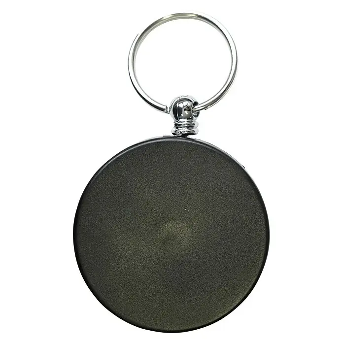 Reiher Schlüsselanhänger - Ø x L: 50 x 1.000 mm, Gürtelclip, Silber, Schwarz - Schwarzer Schlüsselanhänger mit rundem Gehäuse und silbernem Ring. Ideal für den täglichen Gebrauch, um Schlüssel sicher und griffbereit zu halten.