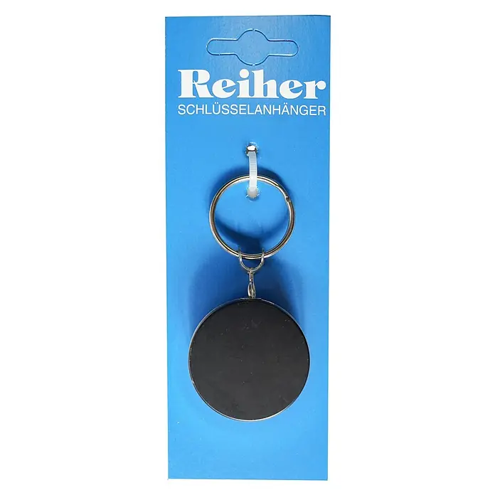Reiher Schlüsselanhänger - Ø x L: 40 x 400 mm, Gürtelclip - Abbildung eines Reiher Schlüsselanhängers auf blauem Hintergrund, ideal zum Organisieren und einfachen Wiederfinden Ihrer Schlüssel.