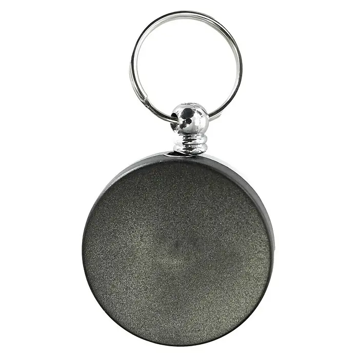 Reiher Schlüsselanhänger - Ø x L: 40 x 600 mm, Gürtelclip, Schwarz, Silber - Schlüsselanhänger: Runder, grauer Schlüsselanhänger mit silbernem Ring und Kugel für den täglichen Gebrauch oder als stilvolles Accessoire.