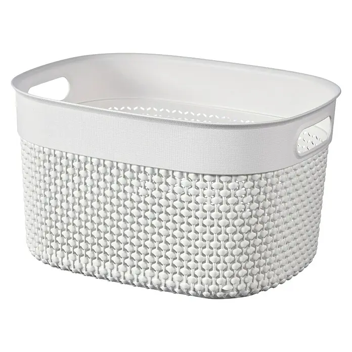 Keter Allzweck-Korb Filo S - L x B x H: 22 x 27 x 15 cm, Weiß - Ein weißer Wäschekorb mit einem einzigartigen, perforierten Design, ideal für die Organisation und Aufbewahrung von Wäsche im Haushalt.